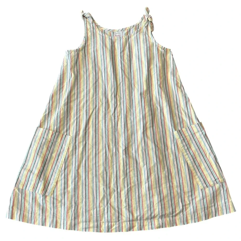 Hanna Andersson Girls Dress Size 10 Scoopneck Rainbow Striped Pocket Play (19)